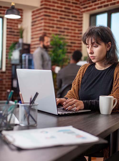 female using laptop